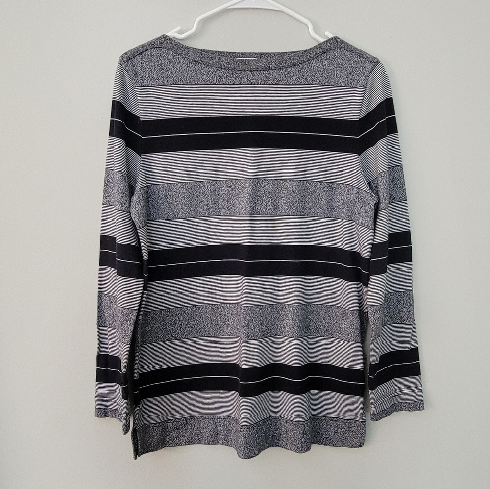 Jones NY Sport Cotton Boat Neck Women's Size M Striped Capsule Office
